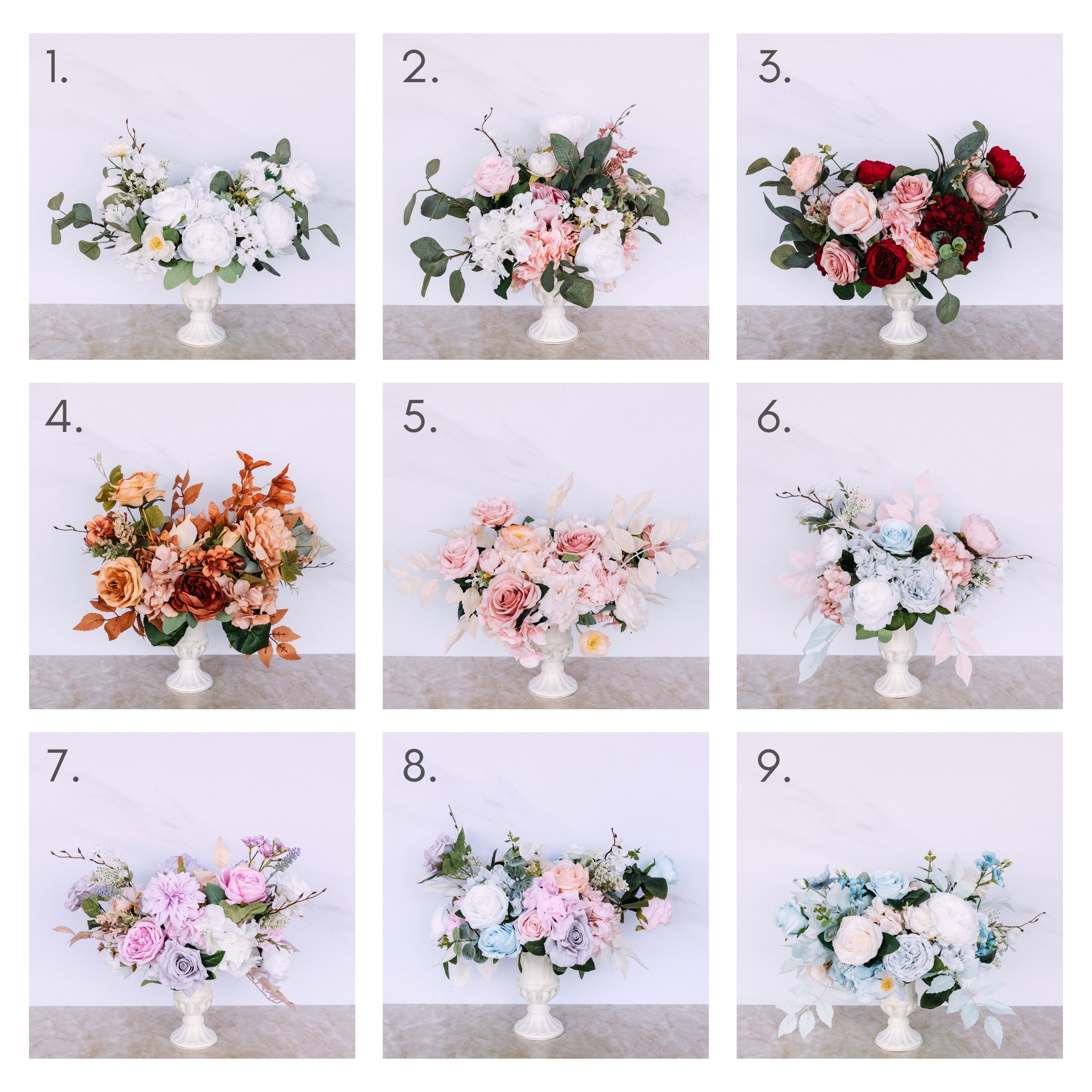 Faux Floral Centrepiece: Vintage Vase ; Singapore Wedding Essentials ; Guests Table Styling
