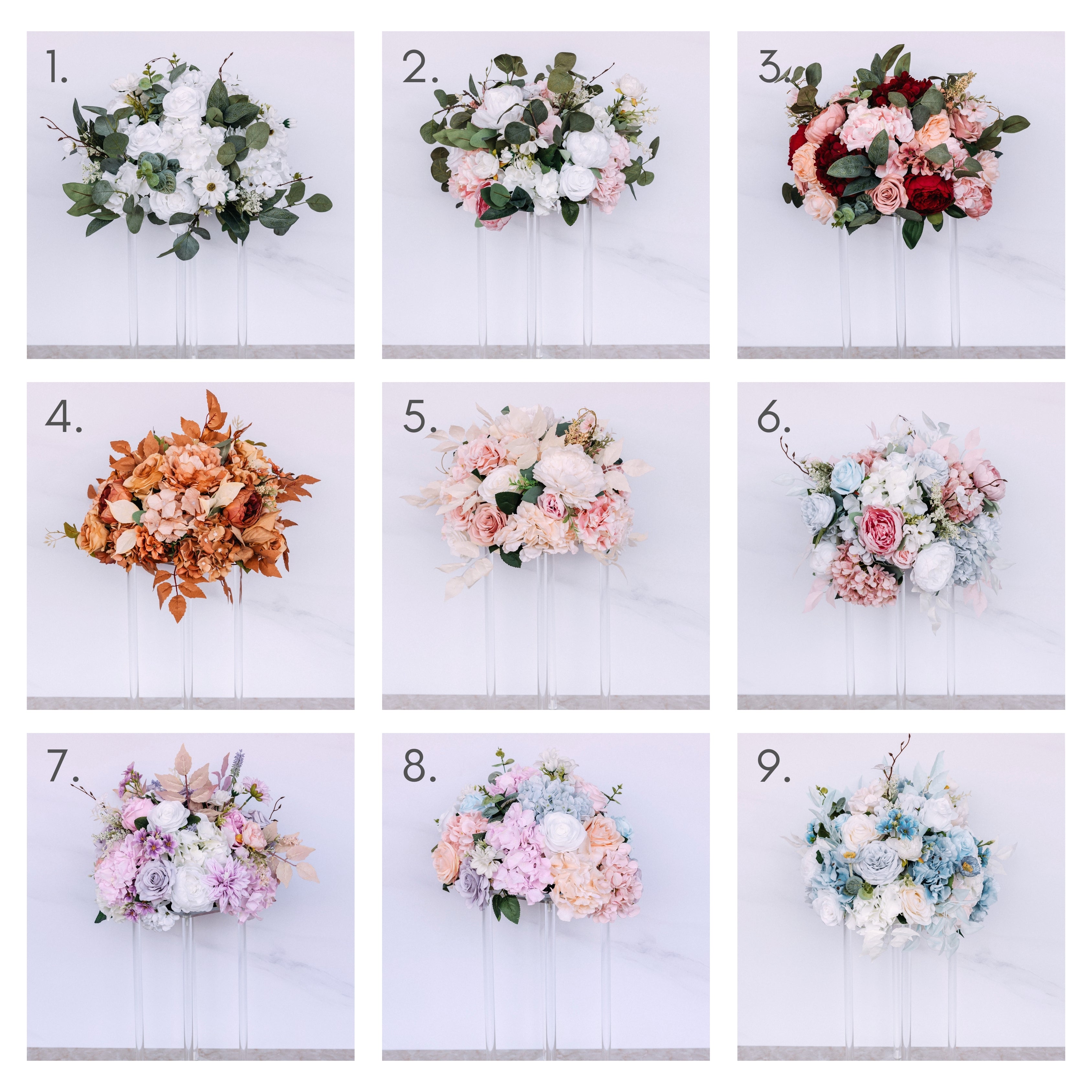 Faux Floral Centrepiece: Acrylic Column ; Singapore Wedding Essentials ; VIP Guests Table Styling