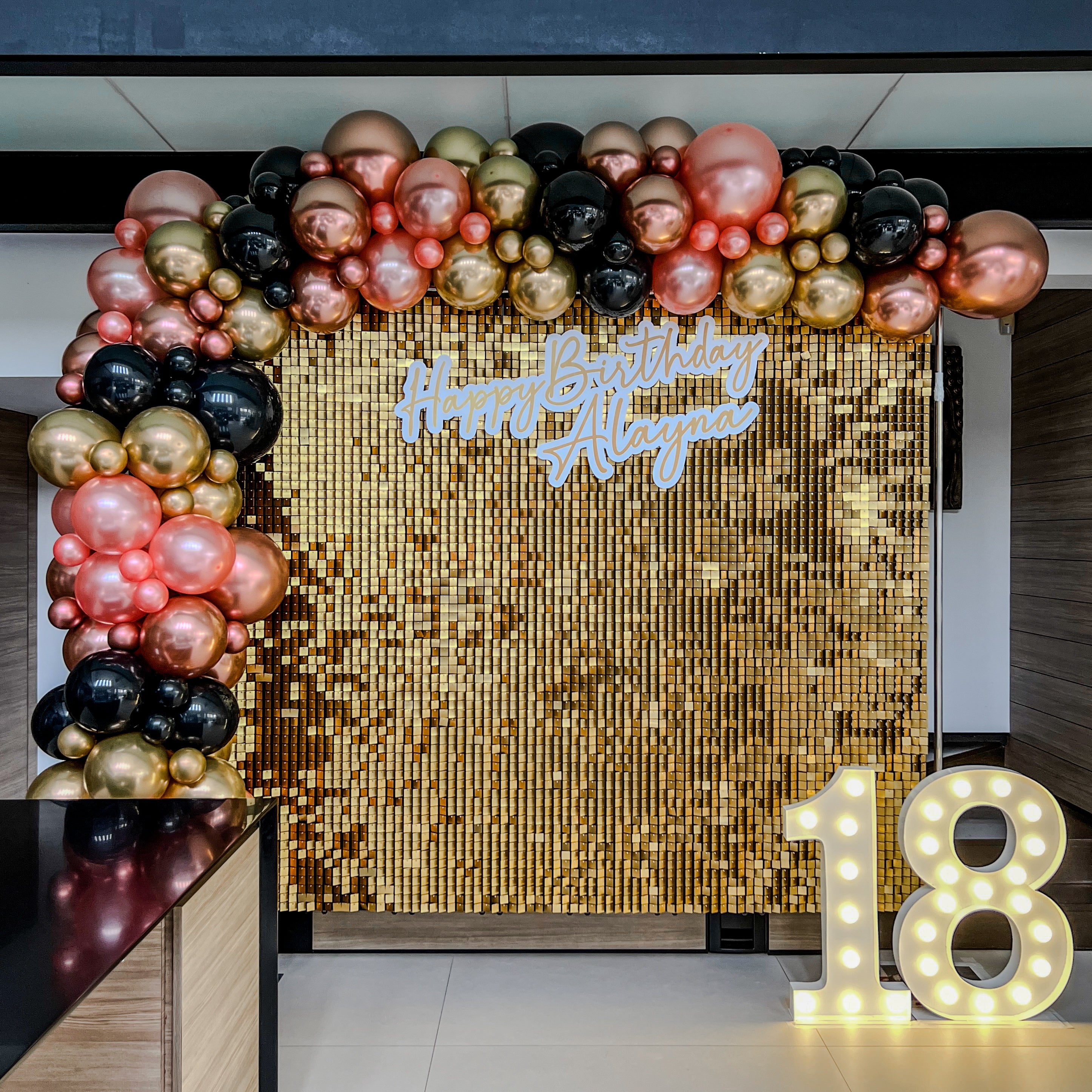 Signature Balloon Garland on Shimmer Backdrop