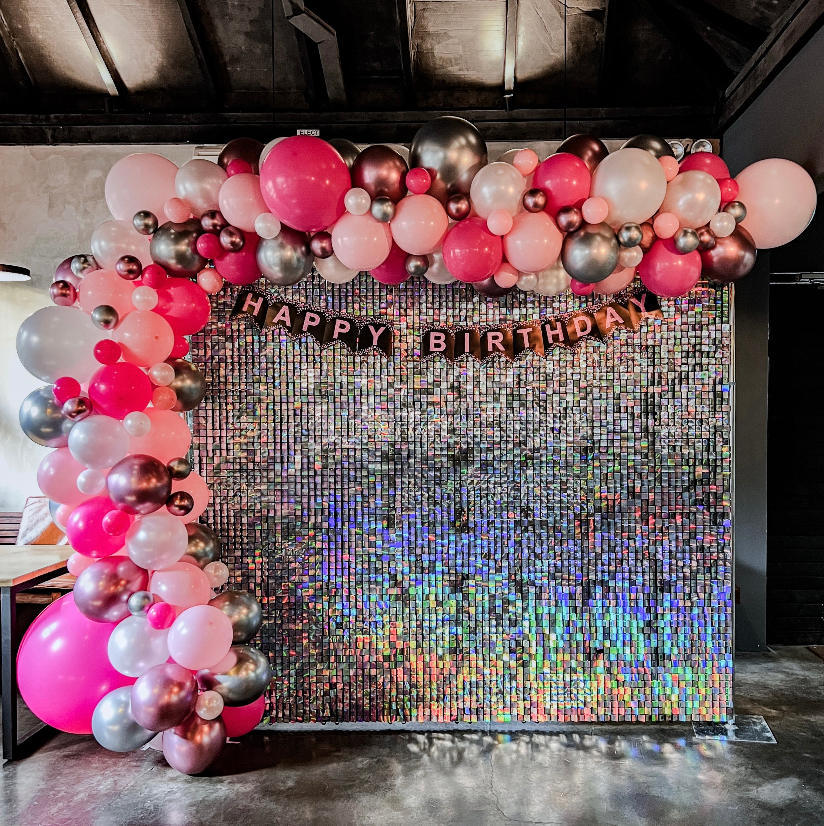 Signature Balloon Garland on Shimmer Backdrop