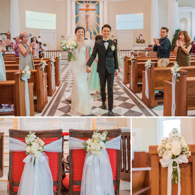 Fresh Floral Holy Matrimony / Church Wedding Decoration - Aisle Pews