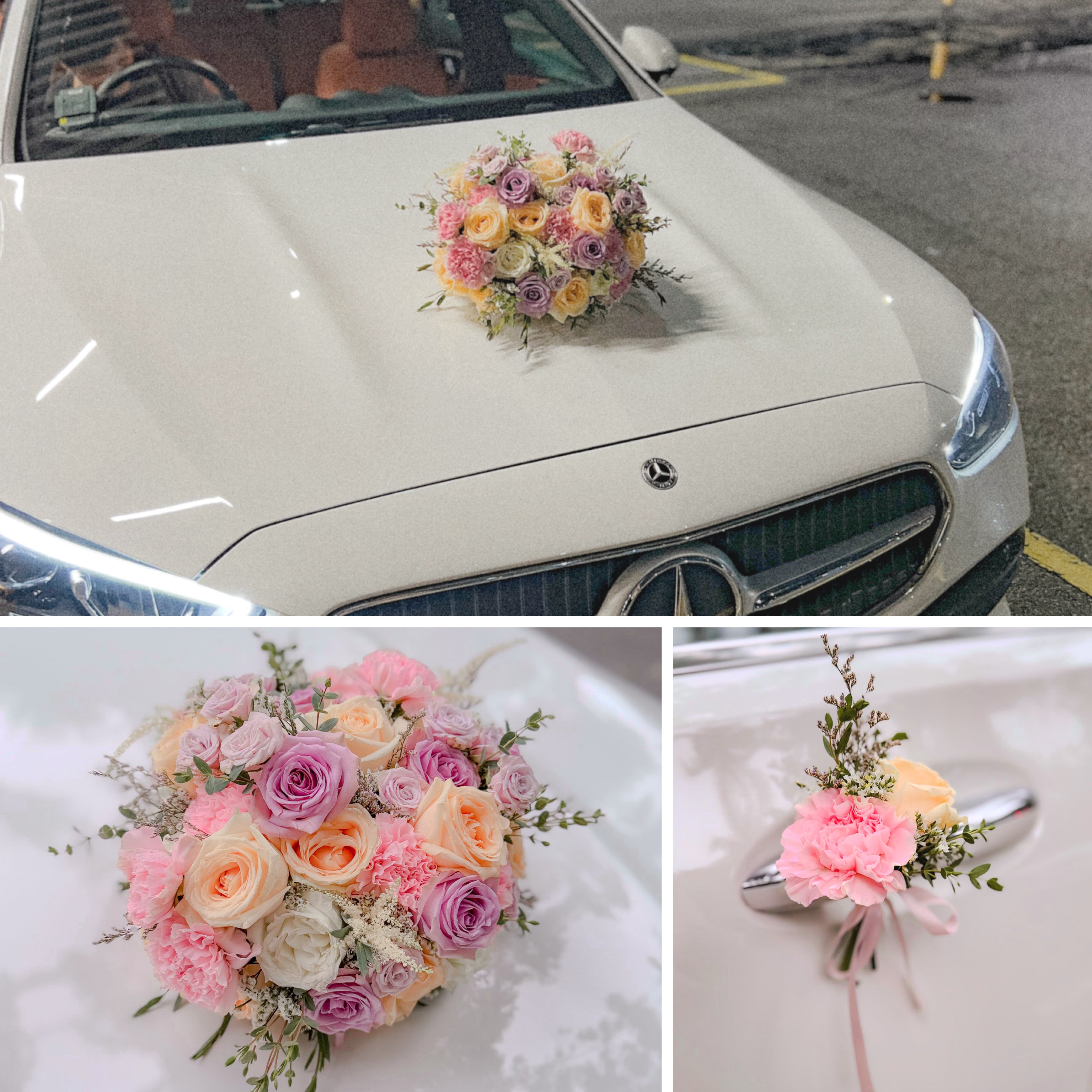 Fresh Flower Bridal Car w. Bridal Bouquet Package