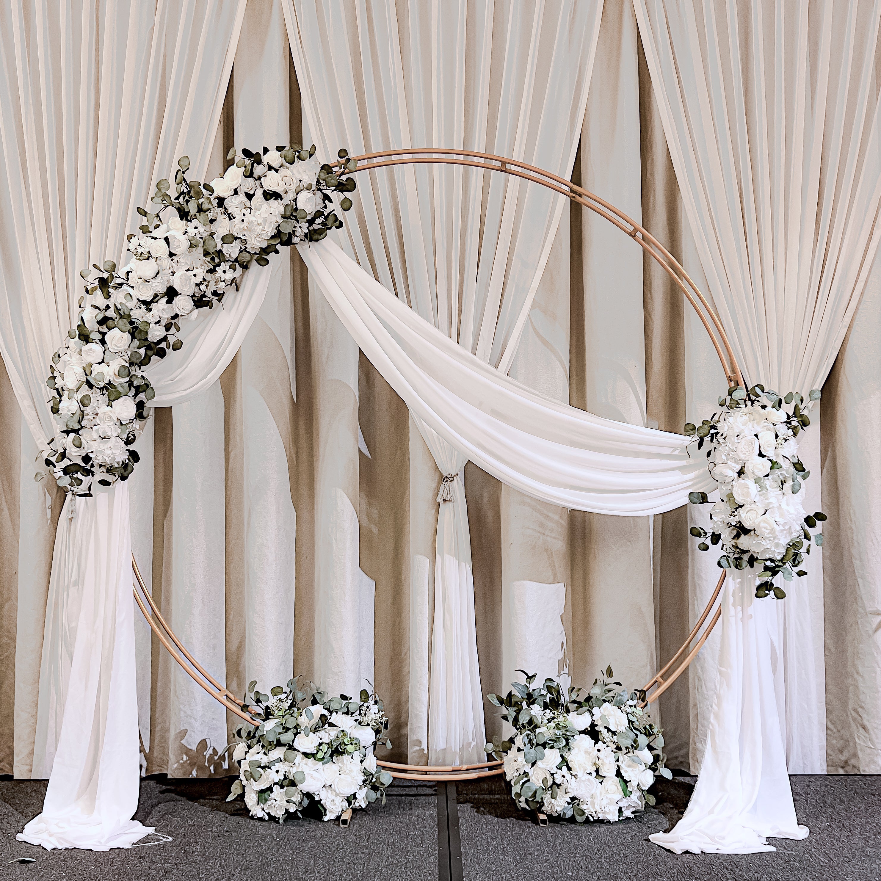 Wedding Stage Decor in Singapore - White Theme Floral Arch suitable for Indoor/Outdoor (Venue: Four Season Hotel Singapore )