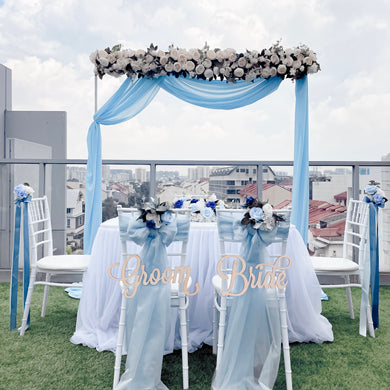 Sweet and Simple Outdoor Solemnisation/ROM Decor in Singapore - Blue & White Theme