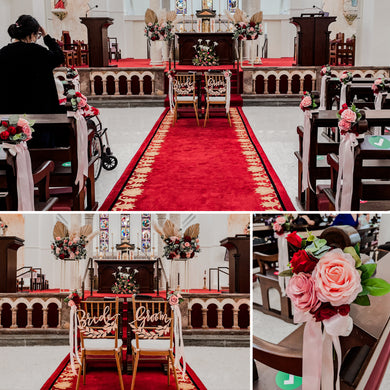 Faux Floral Holy Matrimony / Church Wedding Decoration - Aisle Pews