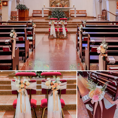 Fresh Floral Holy Matrimony / Church Wedding Decoration - Aisle Pews