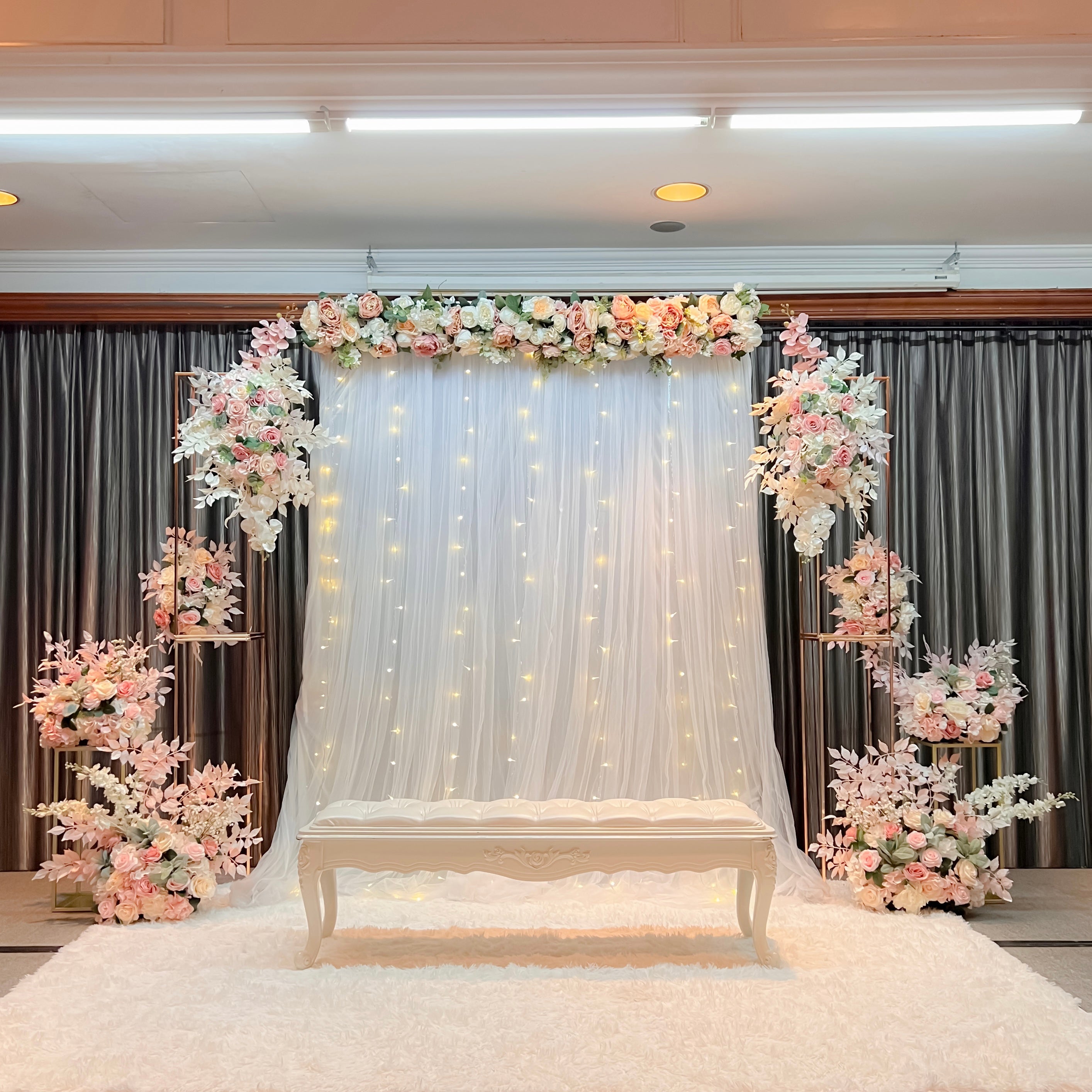 Mini Pelamin/ Mini Dias Decor for Malay Wedding in Singapore - Pink & White Theme with Fairylights