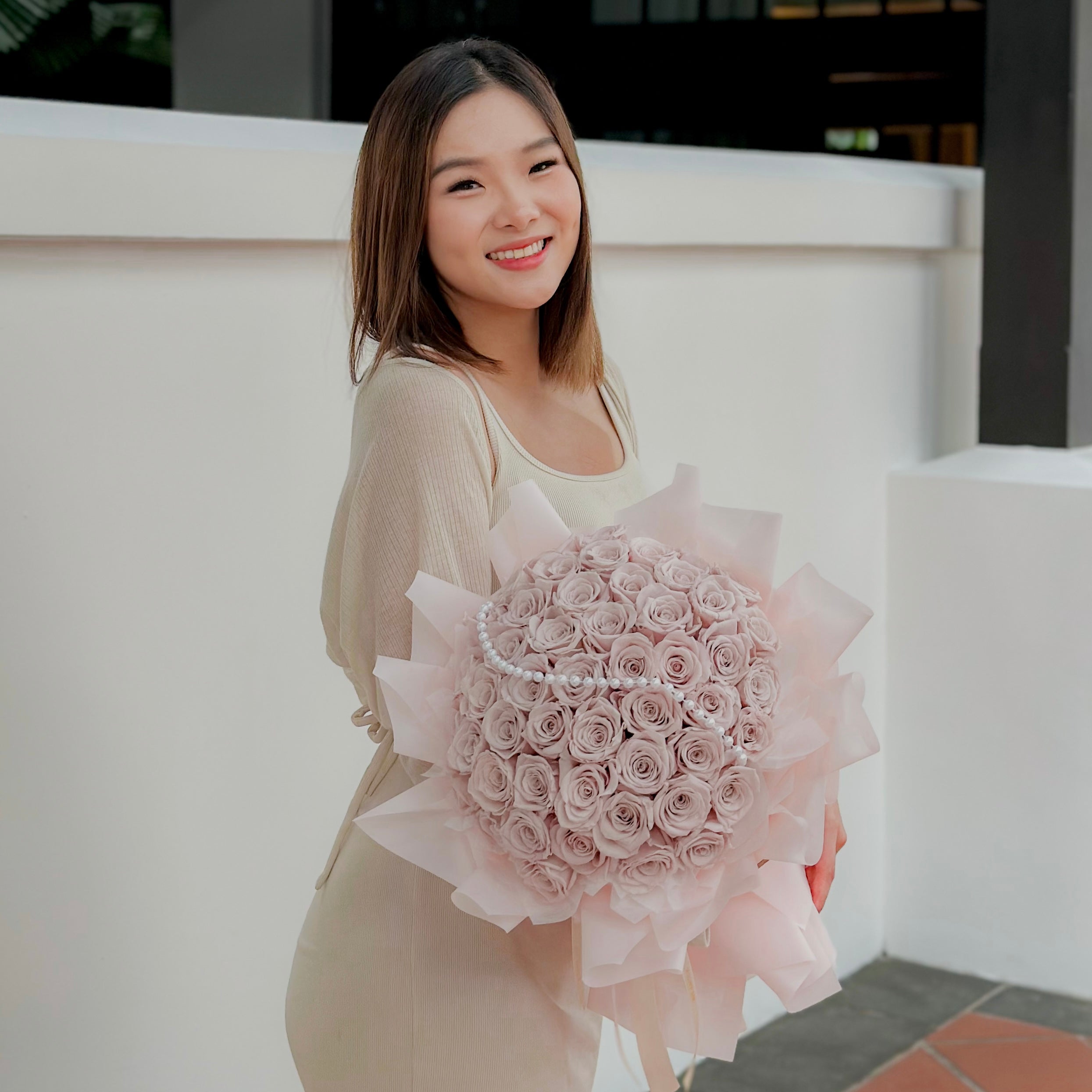[Preserved Flower Bouquet] Roseatte Blush - 50 Roses