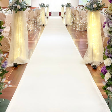 Wedding Ballroom Decor in Singapore - White Aisle Runner (Venue: Raffles Marina)