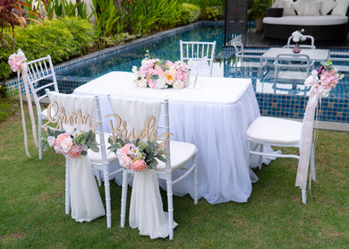 Sweet and Simple Outdoor Solemnisation/ROM Decor in Singapore - Pink & White Theme Table only
