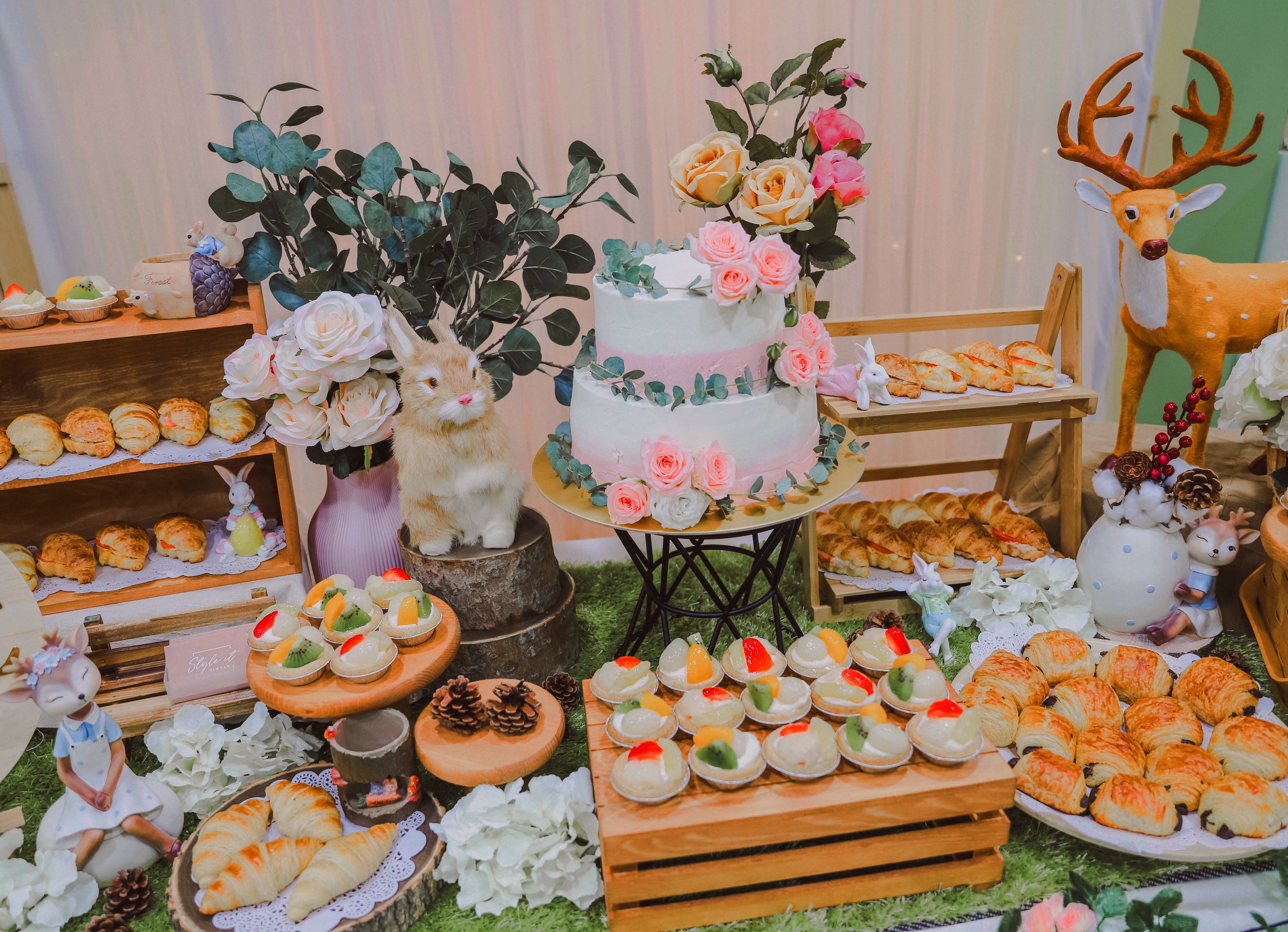 Whimsical Woodland Dessert Table for Birthday Party by Style It Simply