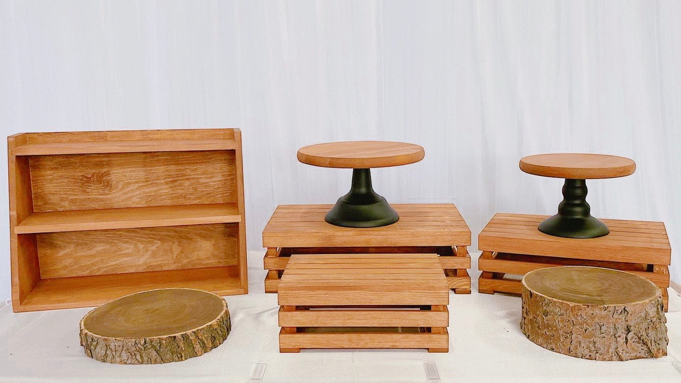 Wooden Dessert Wares / Dessert Table Props / Cake Stands & Dessert Stands for rent