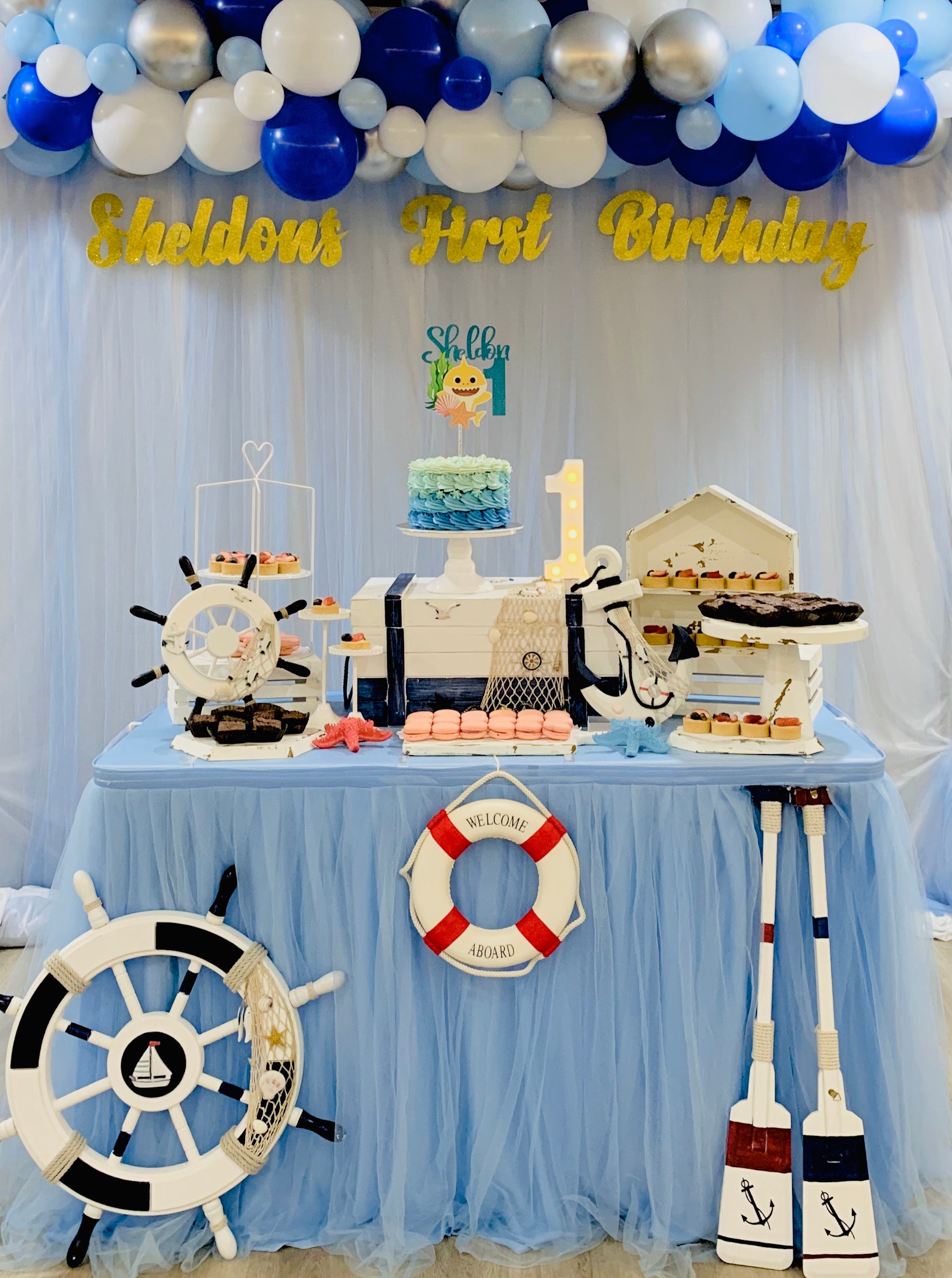 Nautical Dessert Table for Birthday Party by Style It Simply
