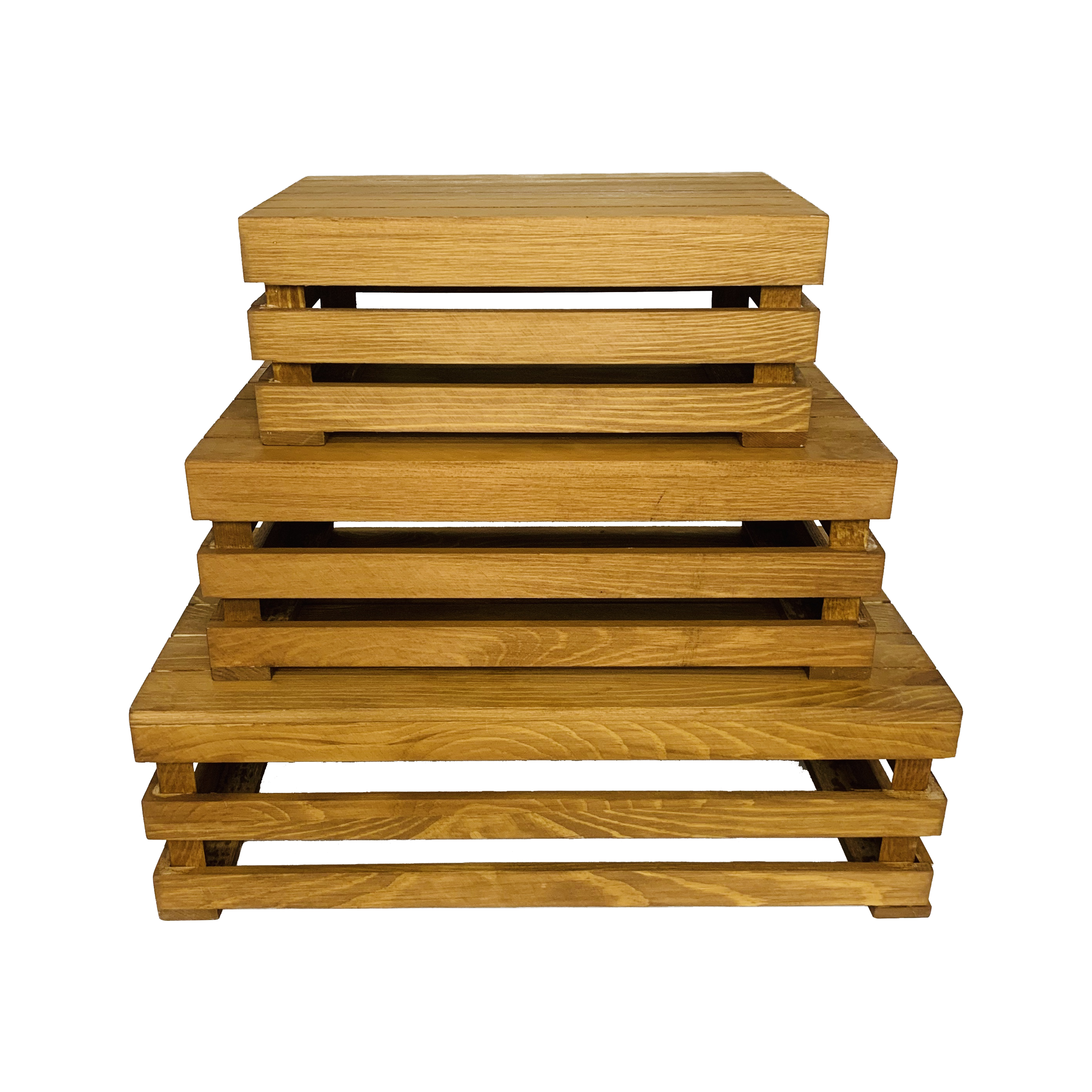 Medium Dark Wooden Crate (Set of 3)