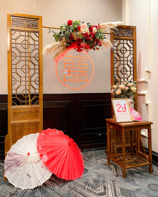 Wedding Reception Decor in Singapore - Modern Oriental Theme Backdrop 