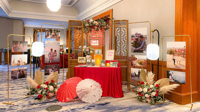 Wedding Reception Decor in Singapore - Modern Oriental Theme Photo Gallery + Album Table (Venue: Four Seasons Hotel)