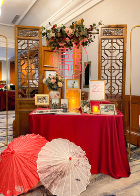 Wedding Reception Decor in Singapore - Modern Oriental Theme Photo Album Table (Venue: Four Seasons Hotel)