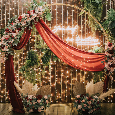 Wedding Stage Decor in Singapore - Red & Pink Theme Floral Arch suitable for Indoor/Outdoor (Venue: Botanico Sg)