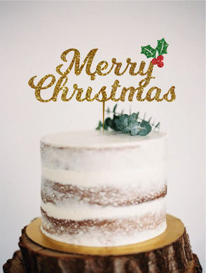 Style It Simply Premium Multi-color 'Merry Christmas' Cake Topper in Glitter Gold