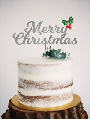 Style It Simply Premium Multi-color 'Merry Christmas' Cake Topper in Glitter Silver