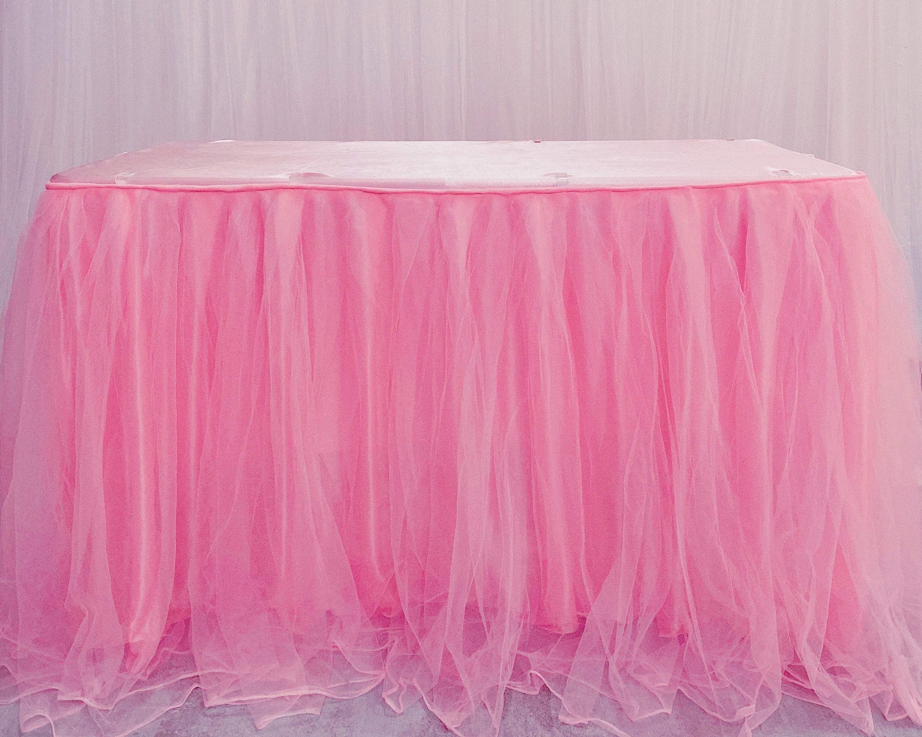 Pink Tulle Table Skirting