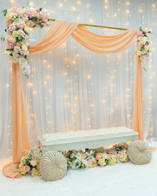 Mini Pelamin/ Mini Dias Decor for Malay Wedding at Home in Singapore - Peach & White Theme with Fairylights