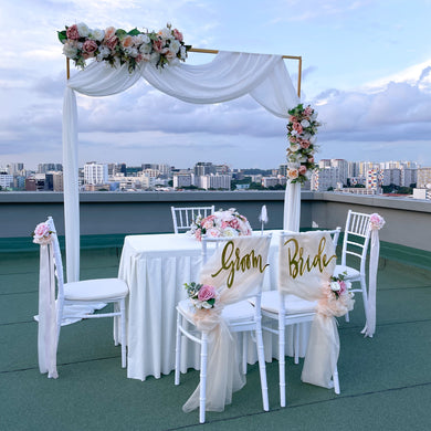 Sweet and Simple Outdoor Solemnisation/ROM Decor in Singapore - Champagne & White Theme