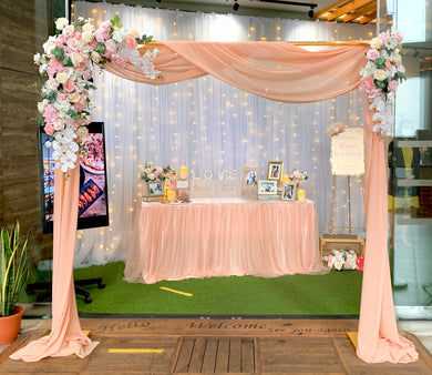 Affordable Wedding/ Solemnisation Decor in Singapore -Pink White Peach Floral Arch suitable for Indoor/Outdoor (Venue: 7th Heaven KTV Cafe)