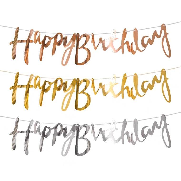 Script Font Happy Birthday Banner/ Bunting (Design 1)