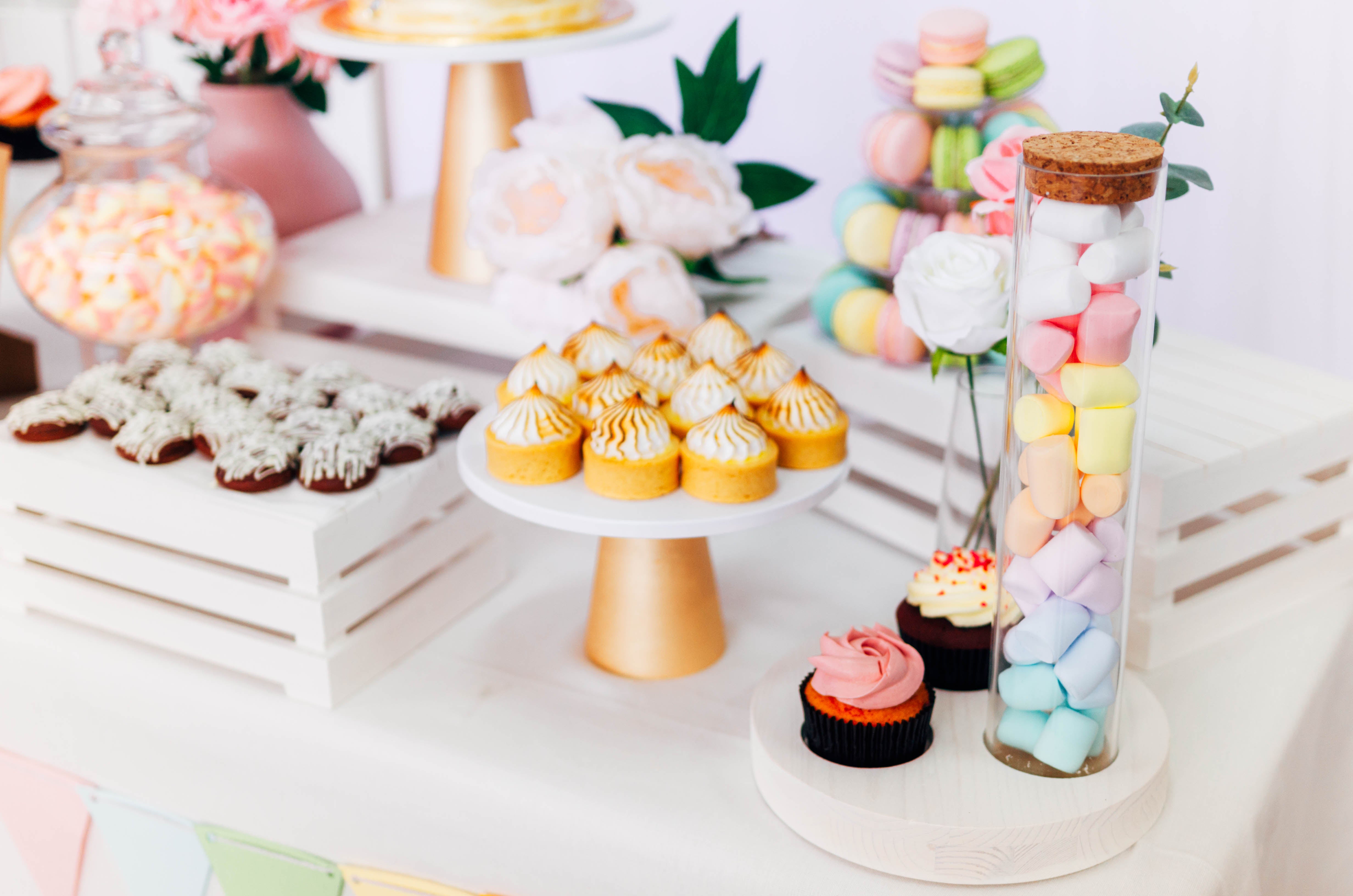 Pastel Theme Dessert Table for Birthday Party by Style It Simply