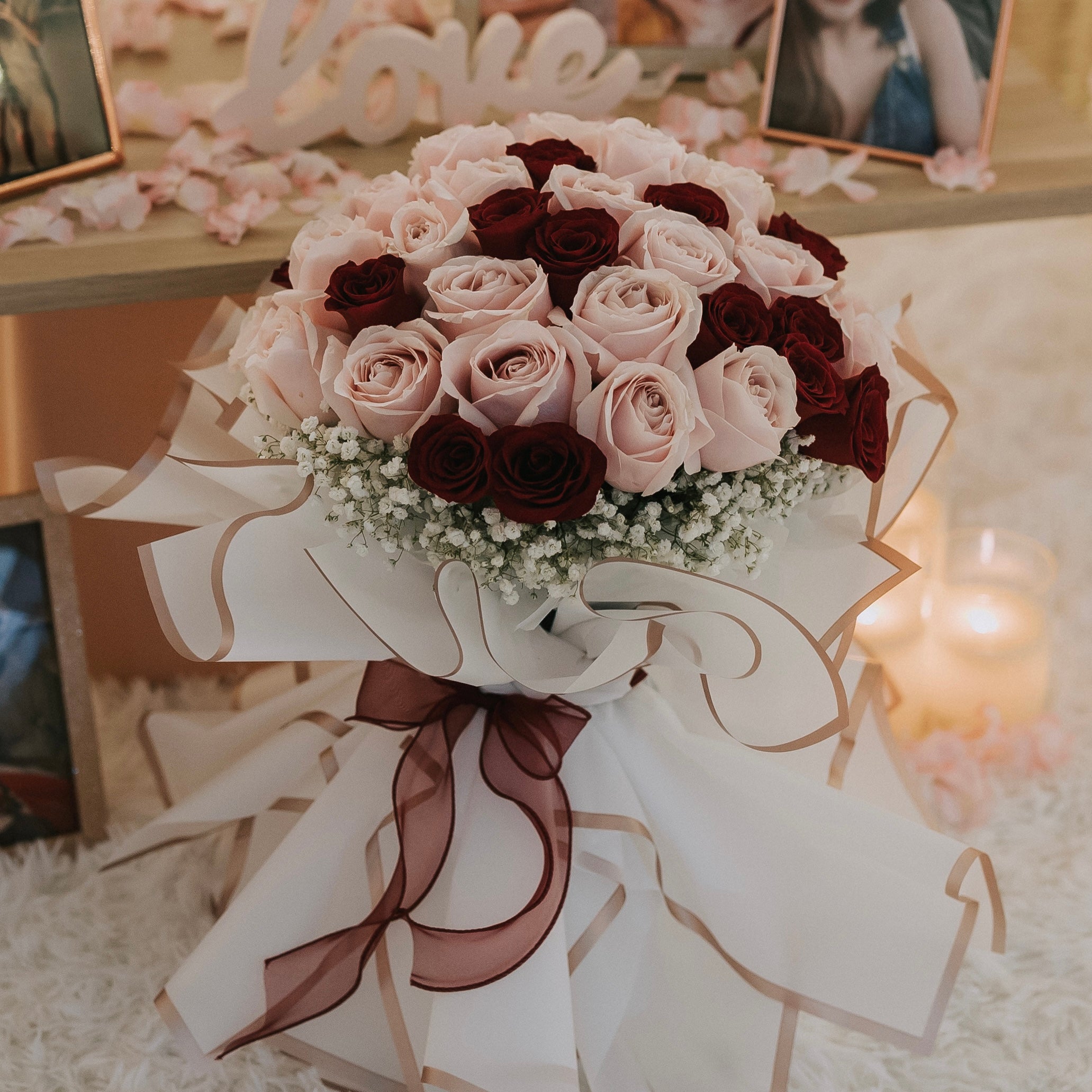 50 Fresh Red & Pink Roses Bouquet for Proposal in Singapore