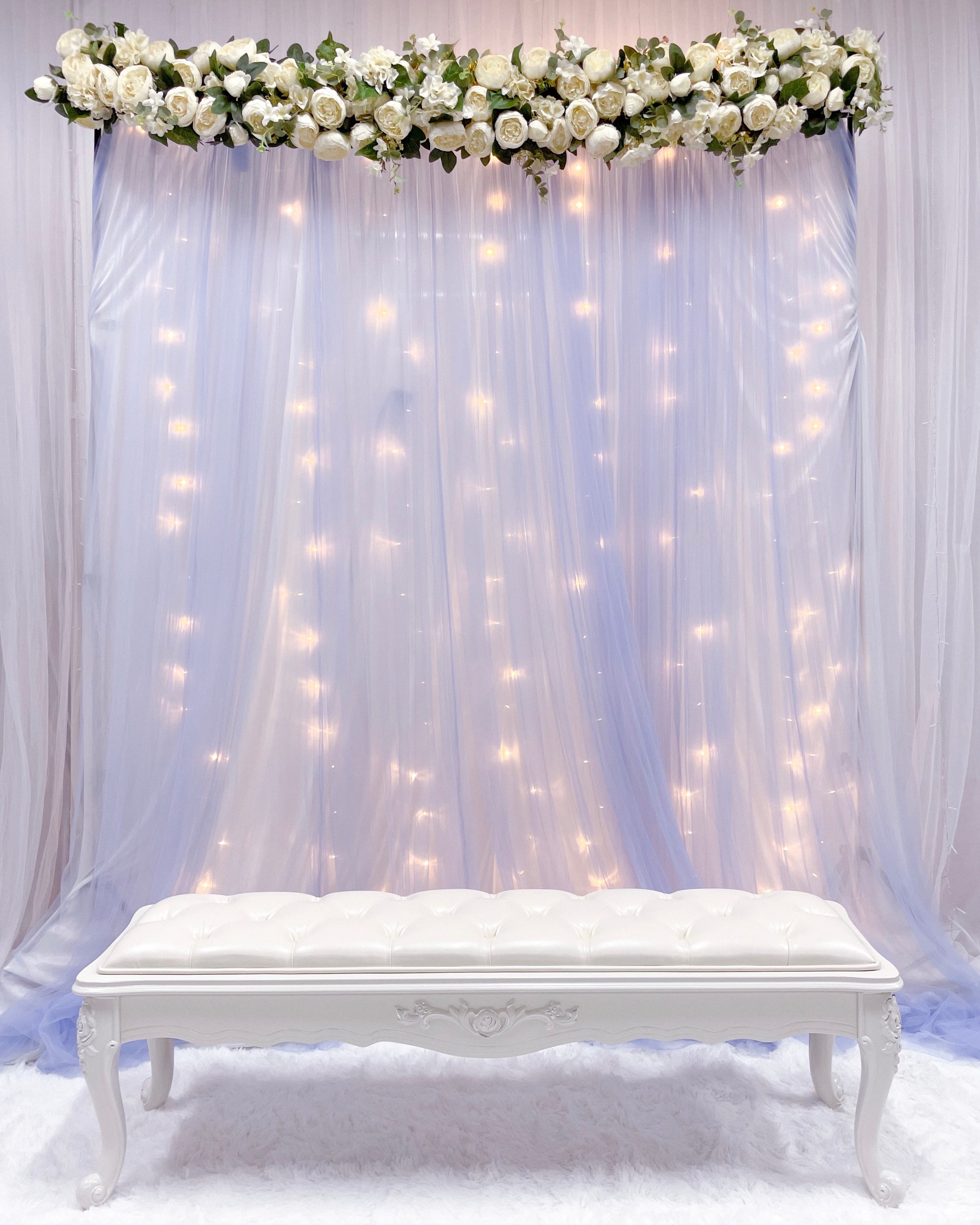 Mini Pelamin/ Mini Dias Decor for Malay Wedding at Home in Singapore - Blue & White Theme with Fairylights